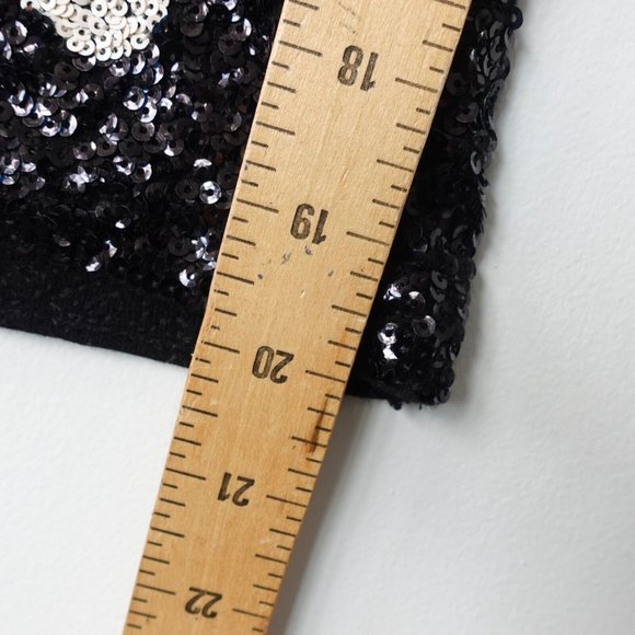 Black Sequin Top Women 2XS Cotton Blouse Party Club Allover Sparkle Bling J CREW - Picture 5 of 8